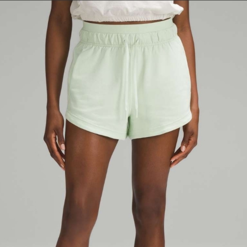 Lululemon Inner Glow Kohlrabi Green High Rise 3" Shorts